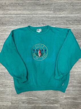 Vintage Block Heater Golf Is My Bag Embroidered Sweatshirt Teal Green Size 1